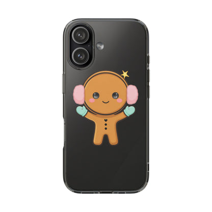 Kawaii Gingerbread Phone Case, Cute Winter Character