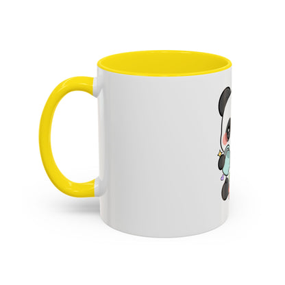 Kawaii Panda Accent Coffee Mug, Cute Plant Lover Gift