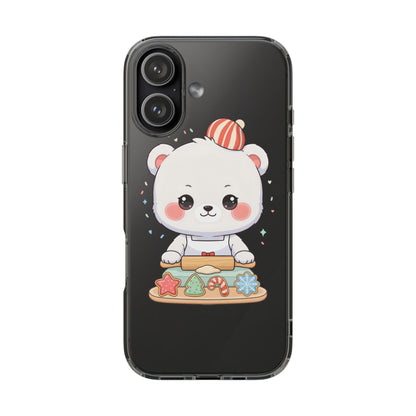 Christmas Bear Cookie Baking Clear Phone Case
