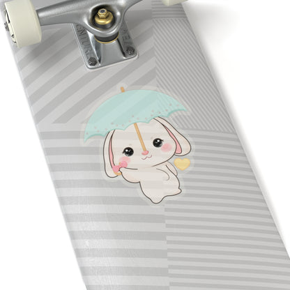 Kawaii Bunny Sticker with Umbrella | Cute Vinyl Decal