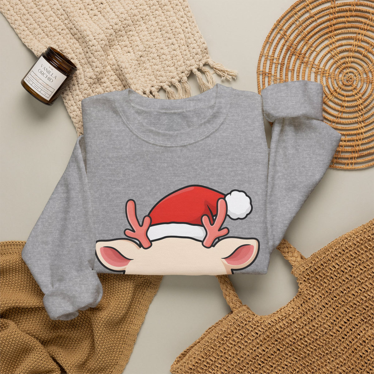 Kawaii Reindeer Christmas Sweatshirt, Cute Holiday Crewneck