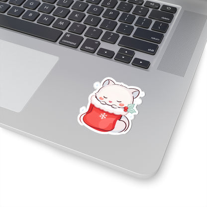 Kawaii Arctic Fox Christmas Sticker for Cozy Holiday Fans