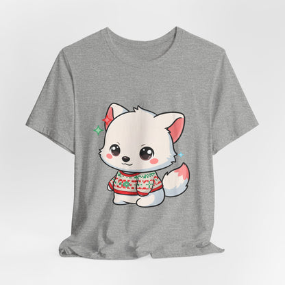 Kawaii Arctic Fox Christmas T-Shirt for Cute Holiday Fans