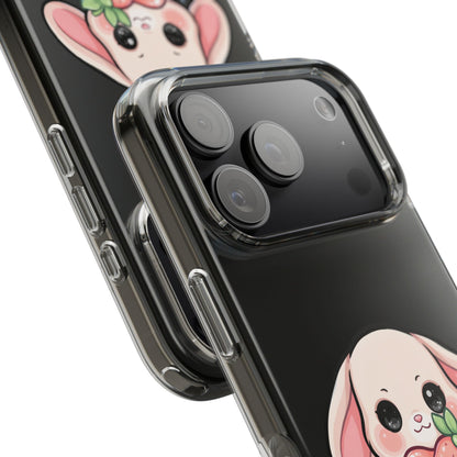 Kawaii Bunny Strawberry Phone Case, Clear Impact-Resistant