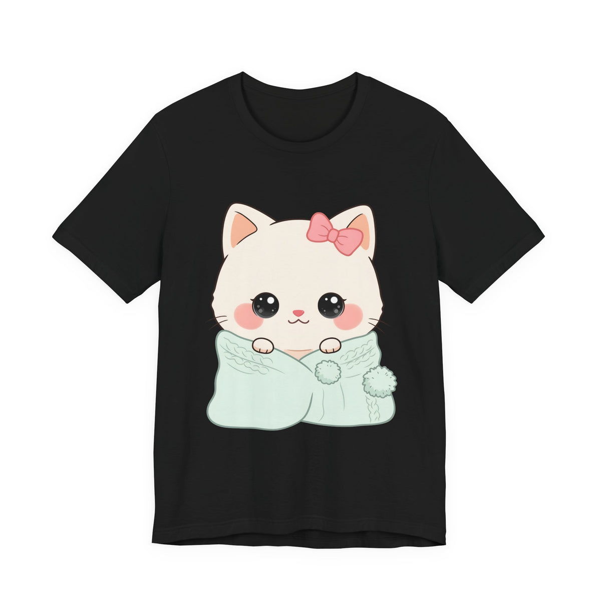 Kawaii Cat T-Shirt, Cozy Blanket Kitty for Cat Lovers