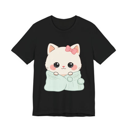 Kawaii Cat T-Shirt, Cozy Blanket Kitty for Cat Lovers