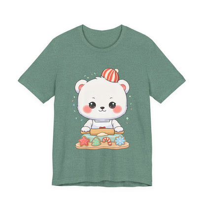 Christmas Cookie Baking Polar Bear Tee, Kawaii Holiday Shirt