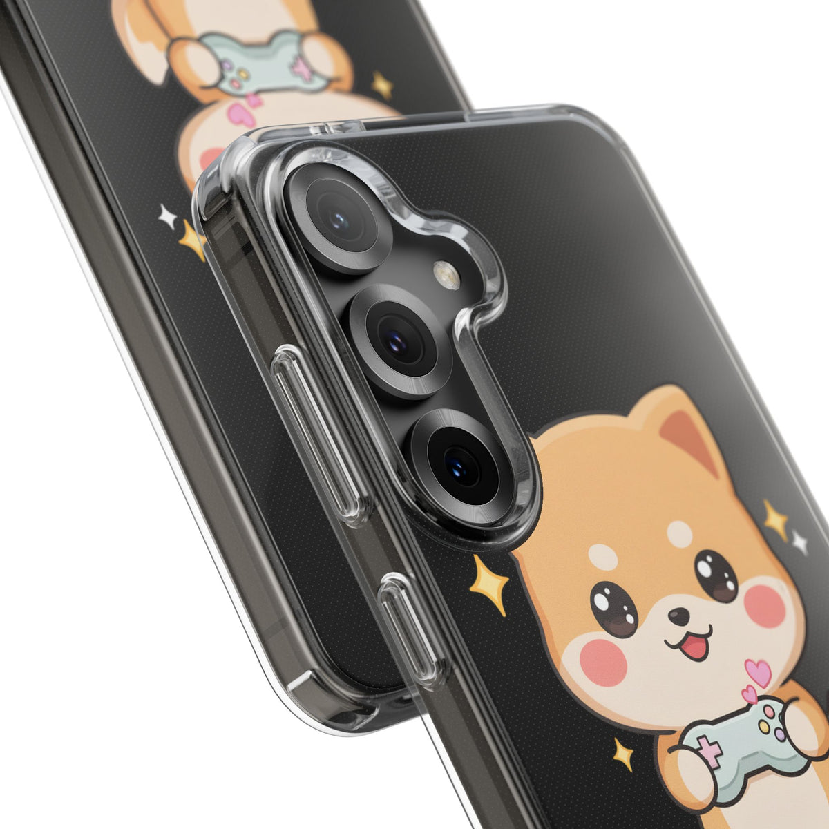 Kawaii Shiba Inu Gamer Phone Case, Clear Impact-Resistant