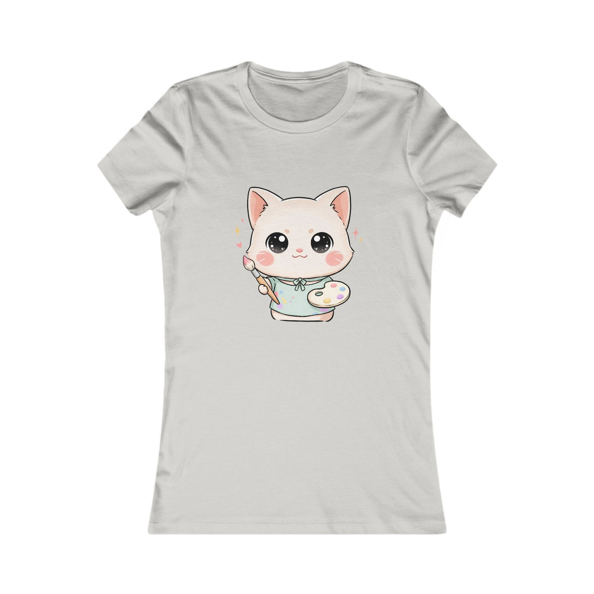 Kawaii Artist Cat T-Shirt for Cat Lovers and Creative Gifts