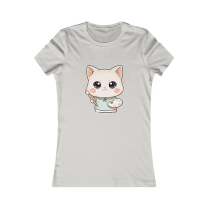 Kawaii Artist Cat T-Shirt for Cat Lovers and Creative Gifts