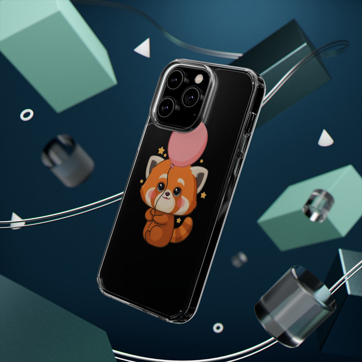 Kawaii Red Panda Clear Impact-Resistant Case with Balloon