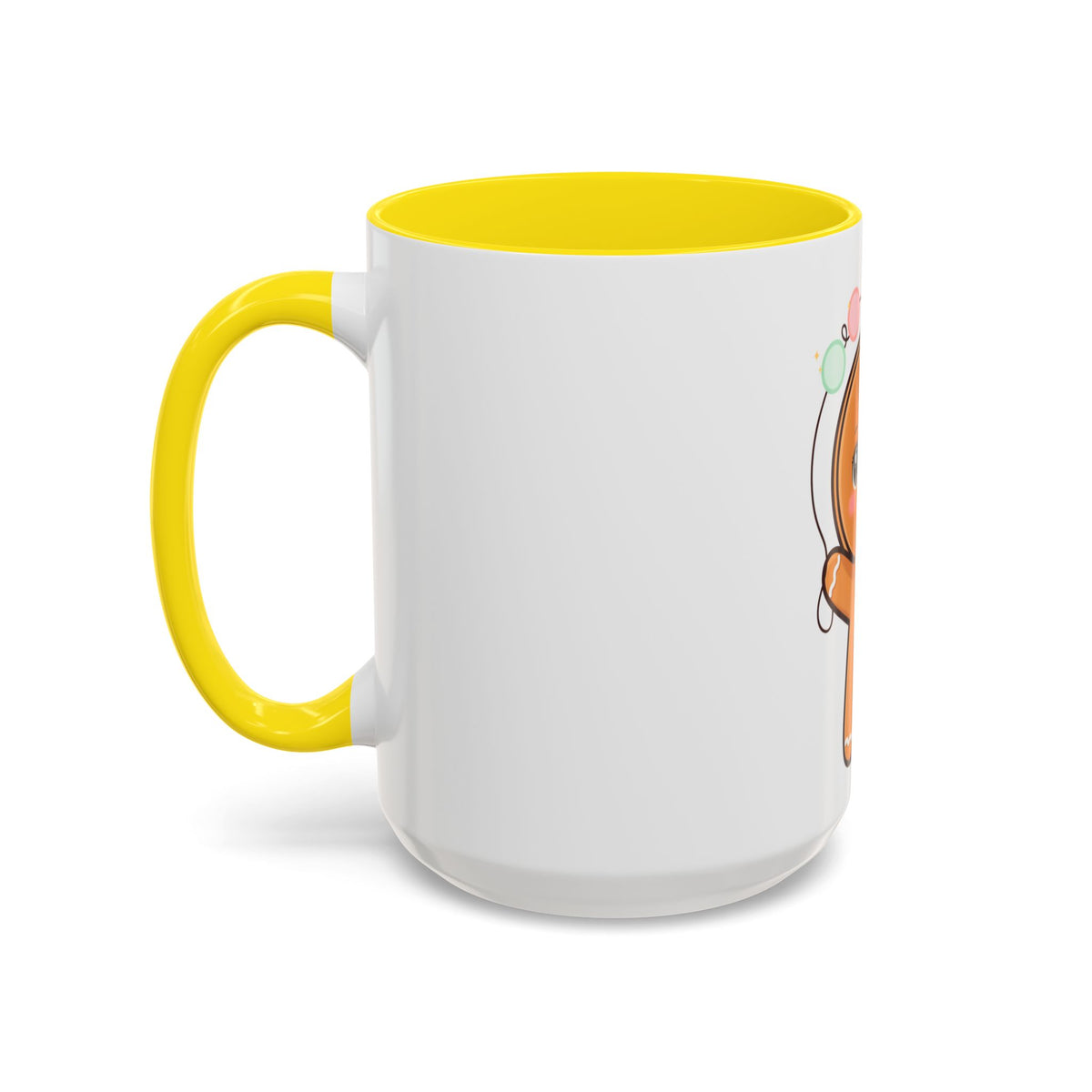 Gingerbread Man Accent Coffee Mug, Cute Kawaii Holiday Gift