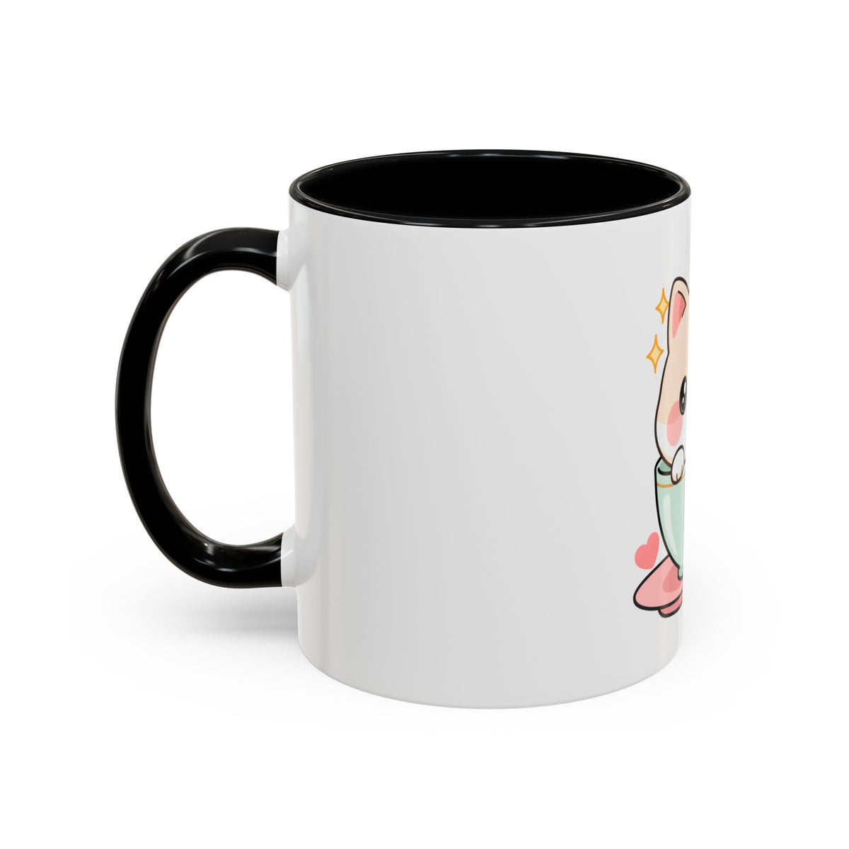 Kawaii Cat Coffee Mug, Cute Cat in Teacup Accent Mug