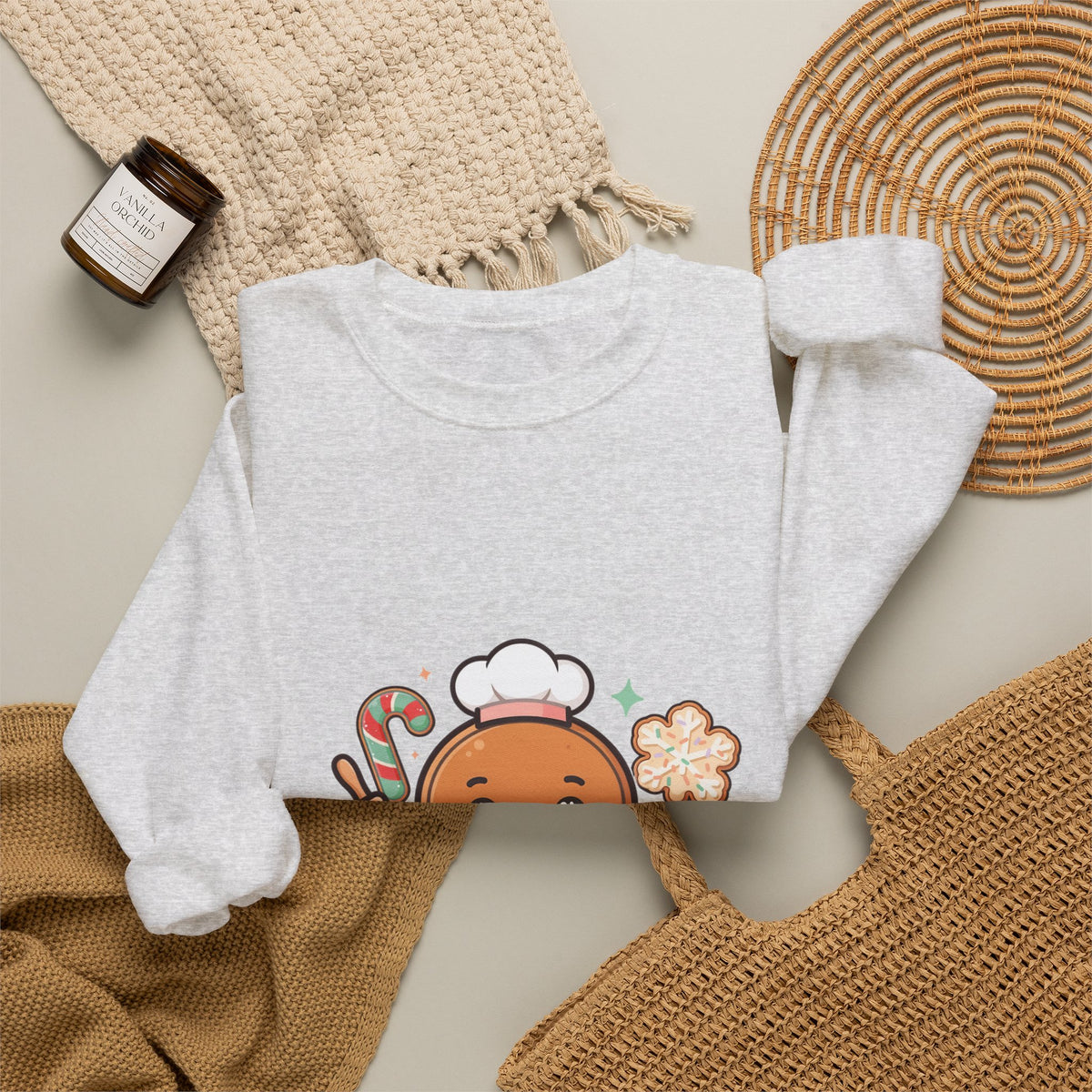 Kawaii Gingerbread Sweatshirt for Christmas Baking Fans