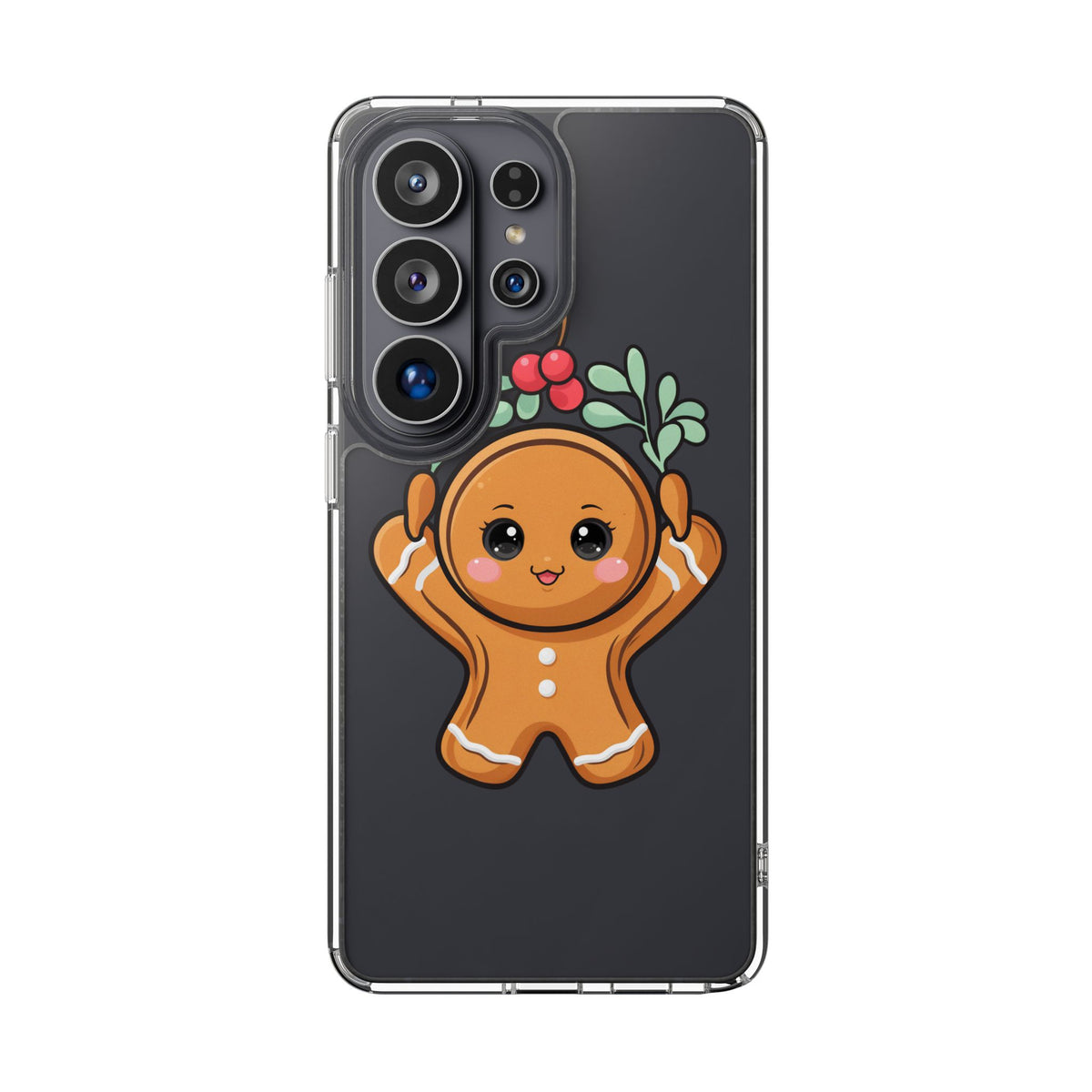 Kawaii Gingerbread Phone Case with Mistletoe Cheer