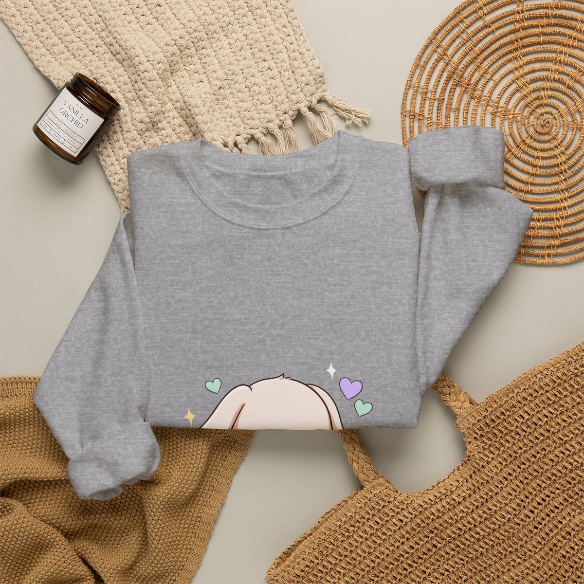 Kawaii Bunny Sweatshirt, Sleeping Cloud Chibi Crewneck