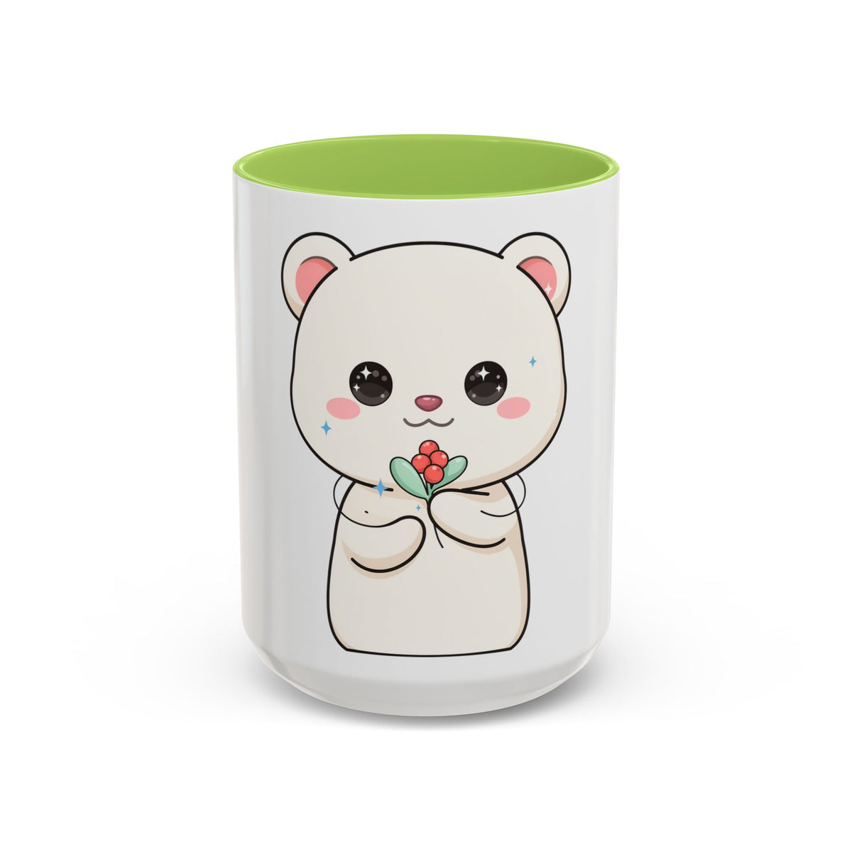 Kawaii Polar Bear Christmas Mug with Mistletoe