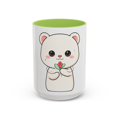 Kawaii Polar Bear Christmas Mug with Mistletoe