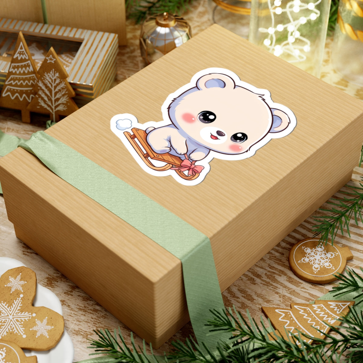 Kawaii Polar Bear Sticker, Cute Winter Gift