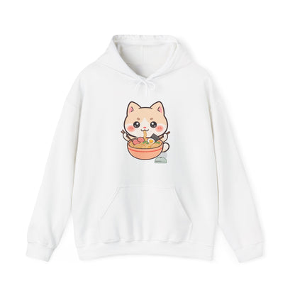 Kawaii Ramen Cat Hoodie, Cute Foodie Sweatshirt
