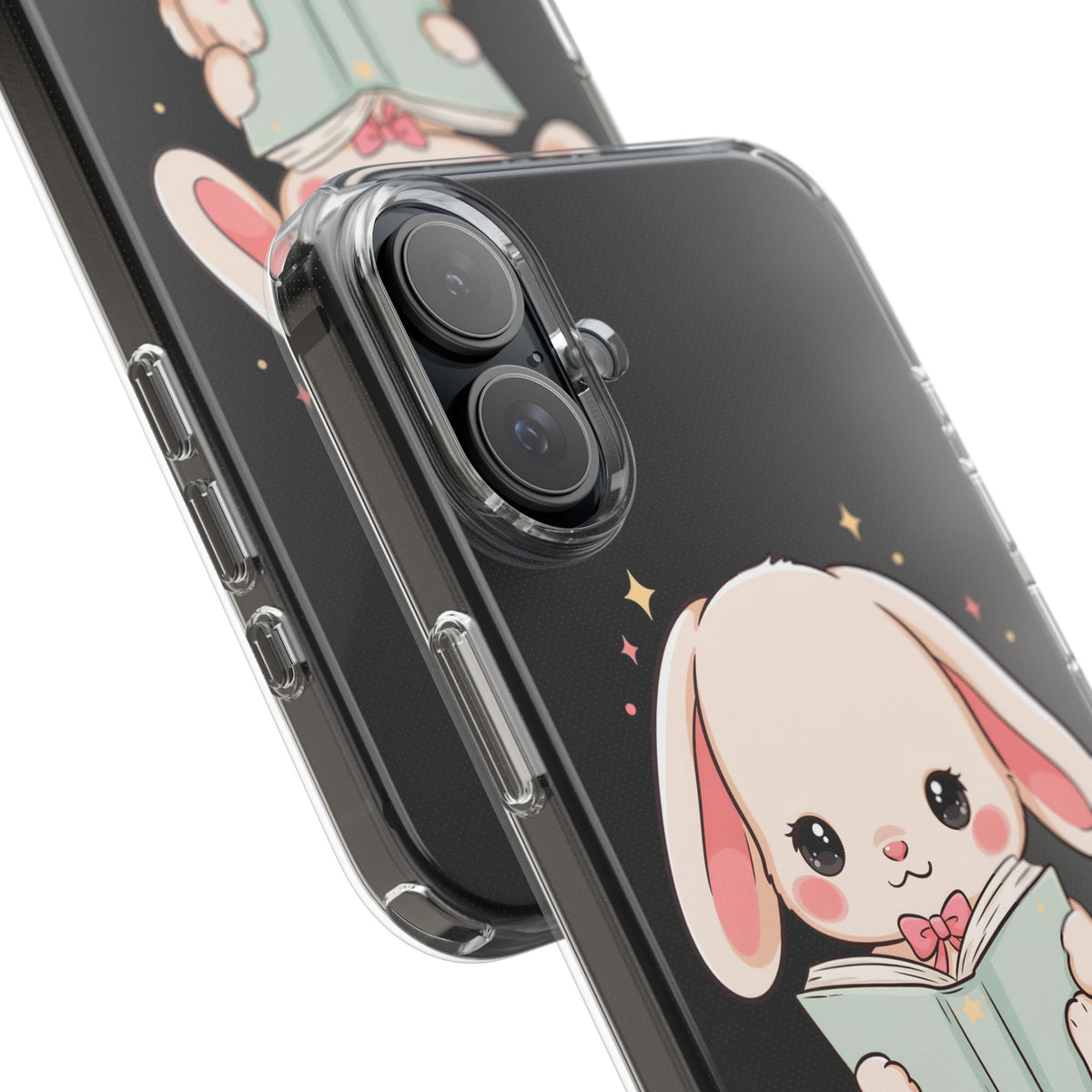 Kawaii Reading Bunny Clear Impact-Resistant Case
