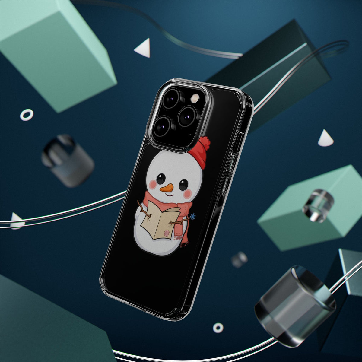 Kawaii Snowman Phone Case Reading to Santa