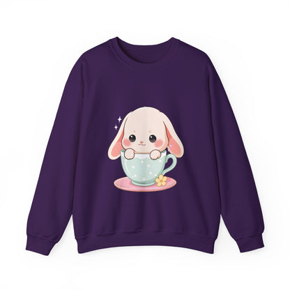 Kawaii Bunny Sweatshirt, Cute Chibi Tea Cup Rabbit