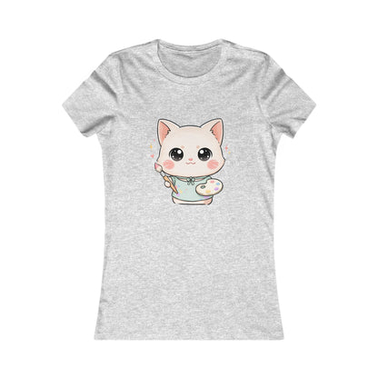 Kawaii Artist Cat T-Shirt for Cat Lovers and Creative Gifts