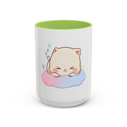 Kawaii Sleeping Cat Accent Coffee Mug