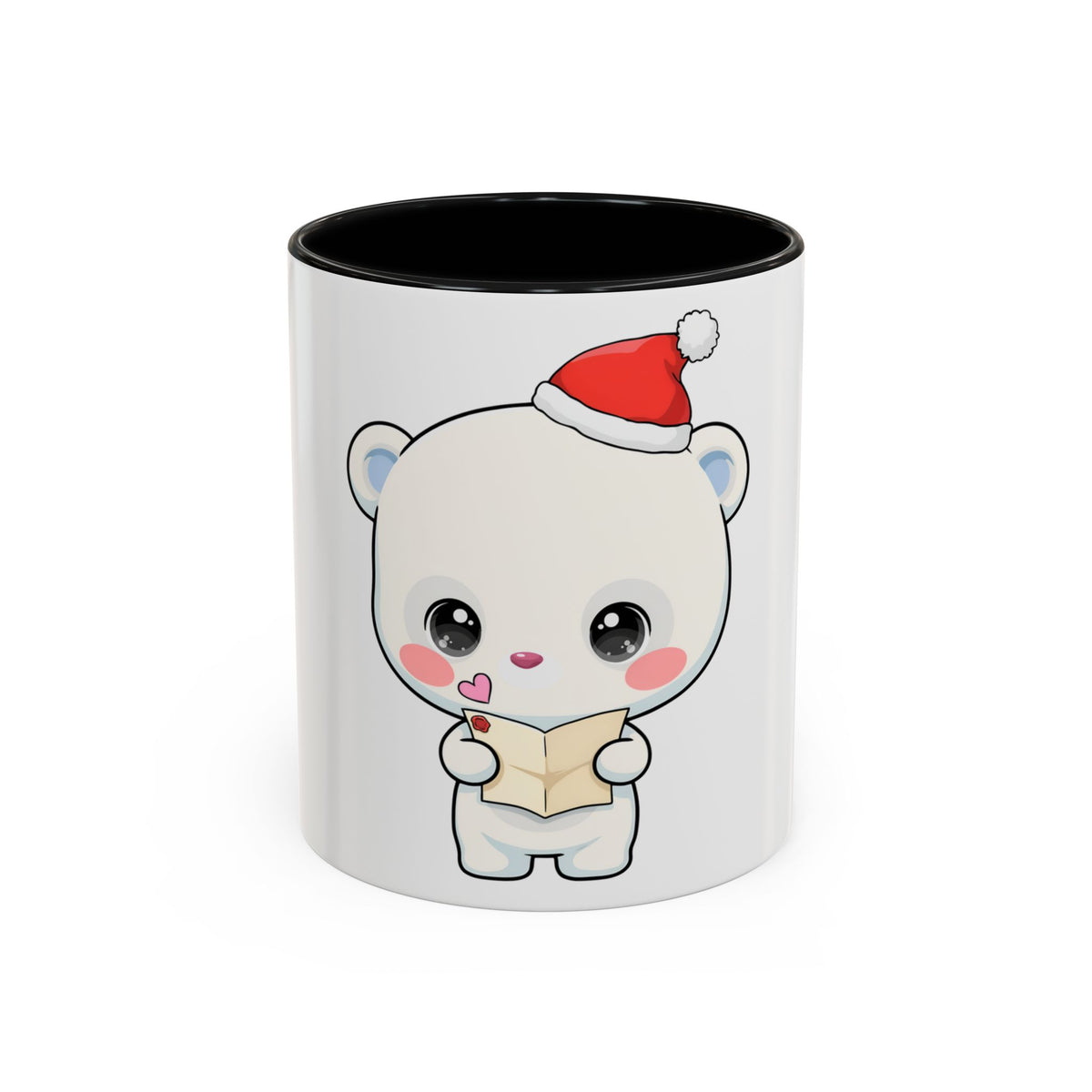 Kawaii Polar Bear Christmas Mug – Santa Letter Accent Mug