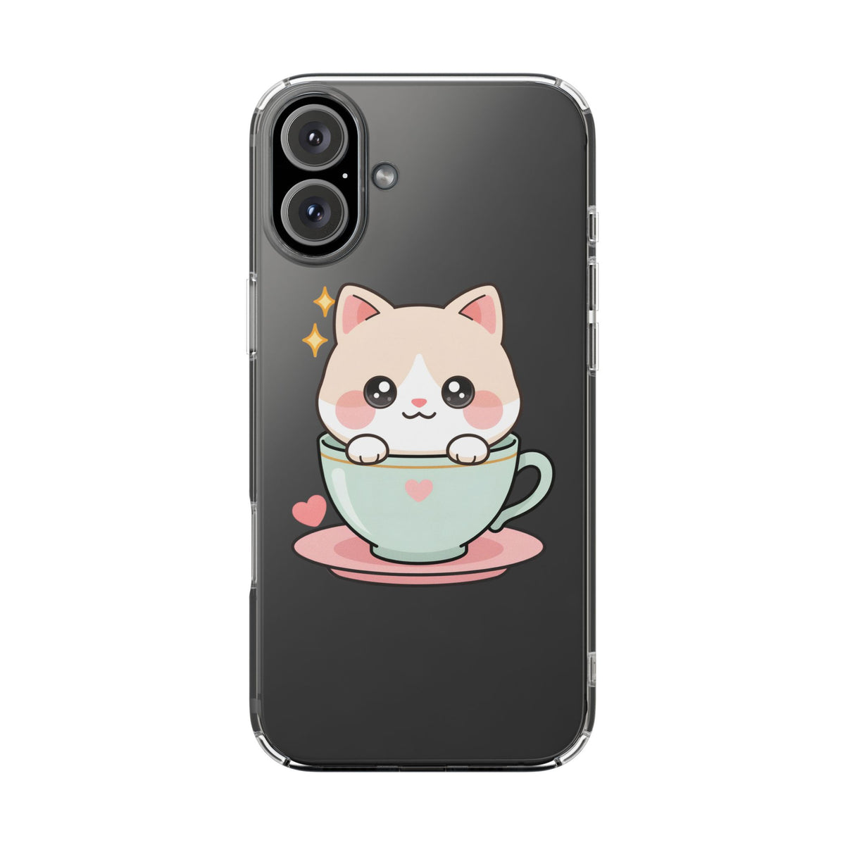Kawaii Cat Phone Case, Cute Teacup Kitty Gift