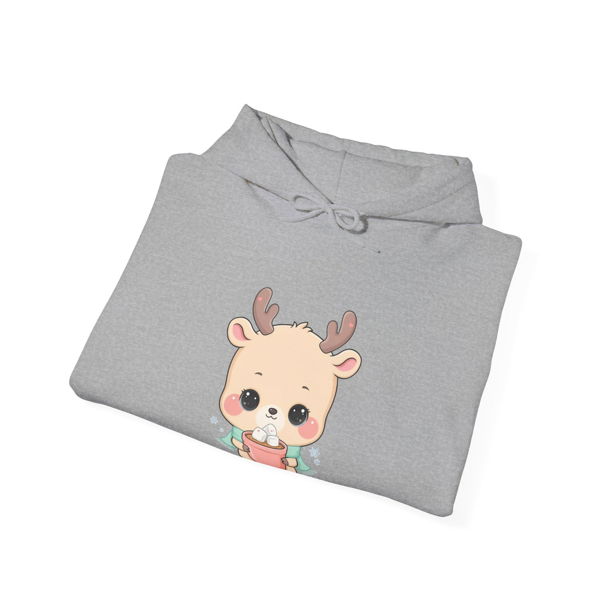 Kawaii Reindeer Hoodie, Cozy Hot Cocoa Sweatshirt
