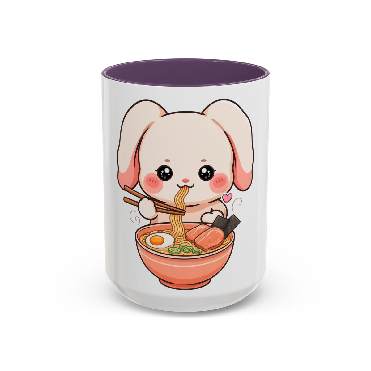 Kawaii Ramen Bunny Accent Coffee Mug, 11 oz or 15 oz