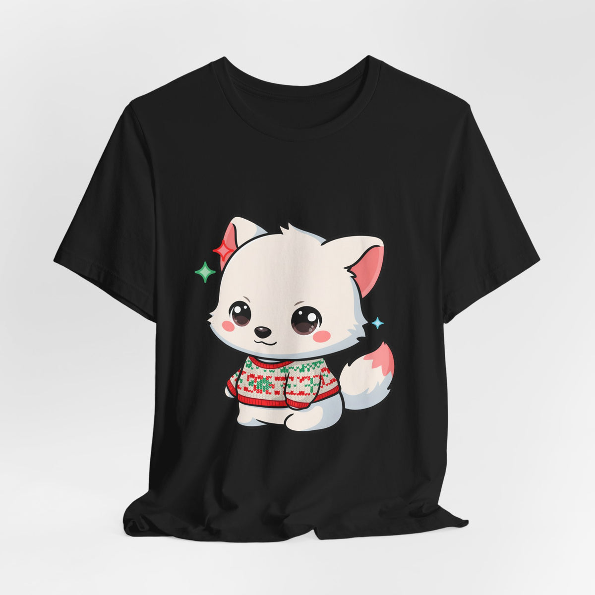 Kawaii Arctic Fox Christmas T-Shirt for Cute Holiday Fans