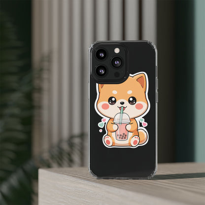 Kawaii Shiba Inu Phone Case for Bubble Tea Lovers
