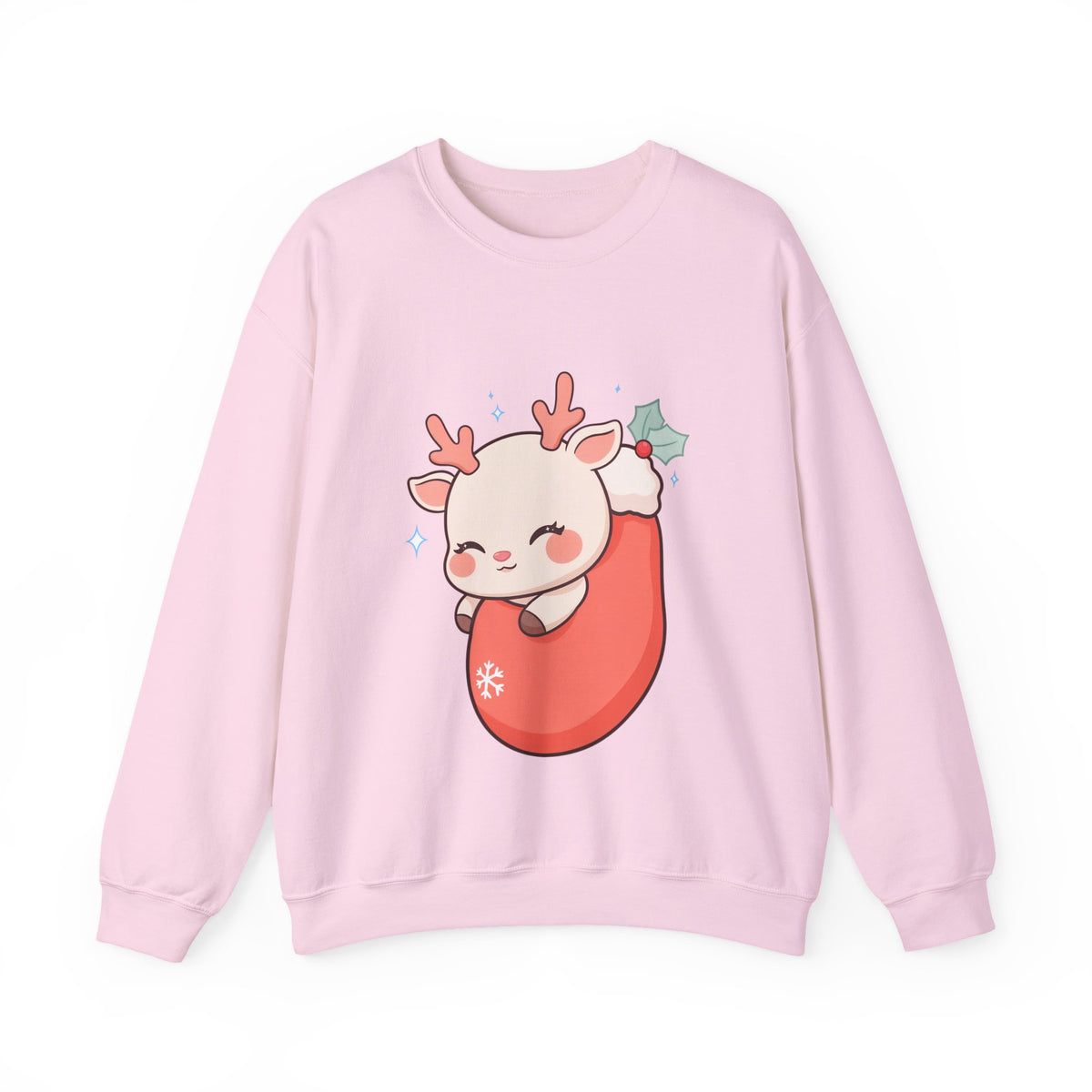 Christmas Reindeer Sweatshirt, Kawaii Stocking Holiday Gift