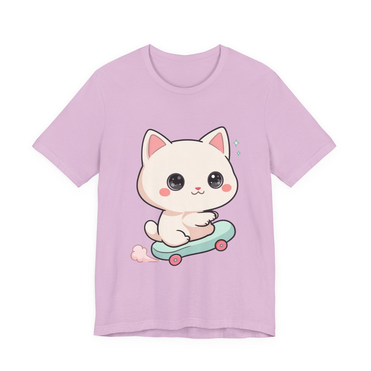 Kawaii Skateboarding Cat T-Shirt – Cute Chibi Kitty Tee