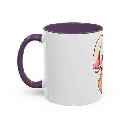 Kawaii Ramen Bunny Accent Coffee Mug, 11 oz or 15 oz