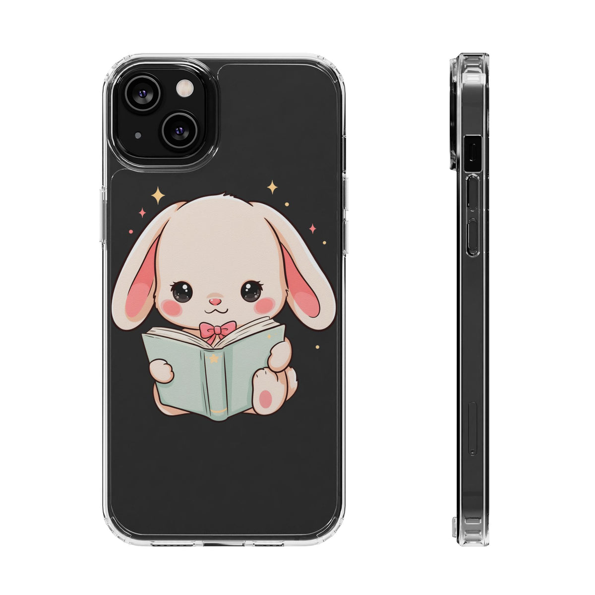 Kawaii Reading Bunny Clear Impact-Resistant Case