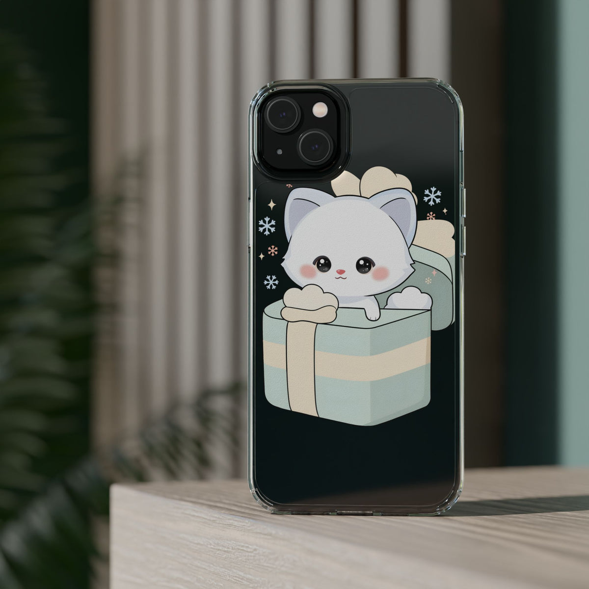 Kawaii Arctic Fox Clear Impact-Resistant Phone Case