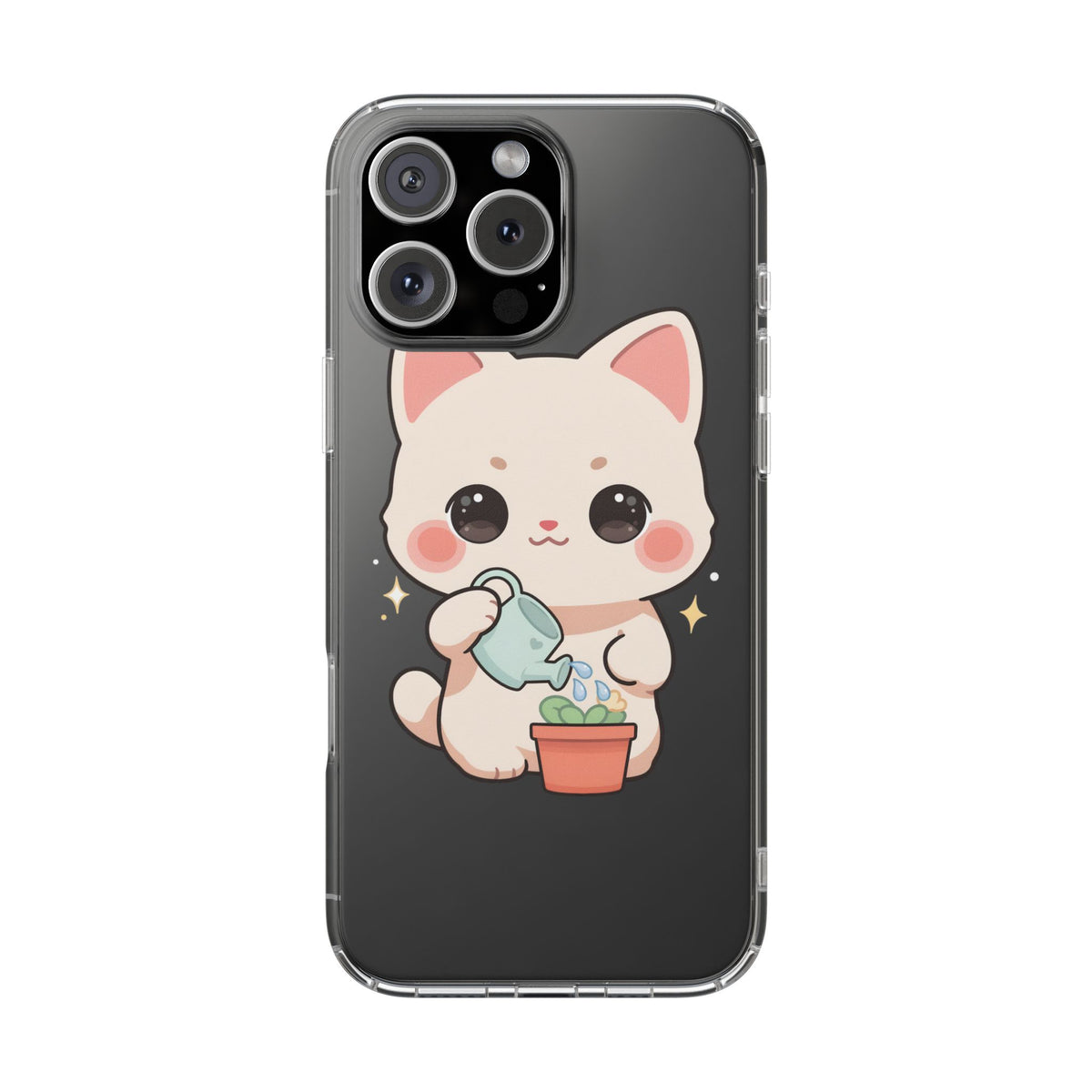 Kawaii Cat Phone Case, Cute Plant Lover Gift
