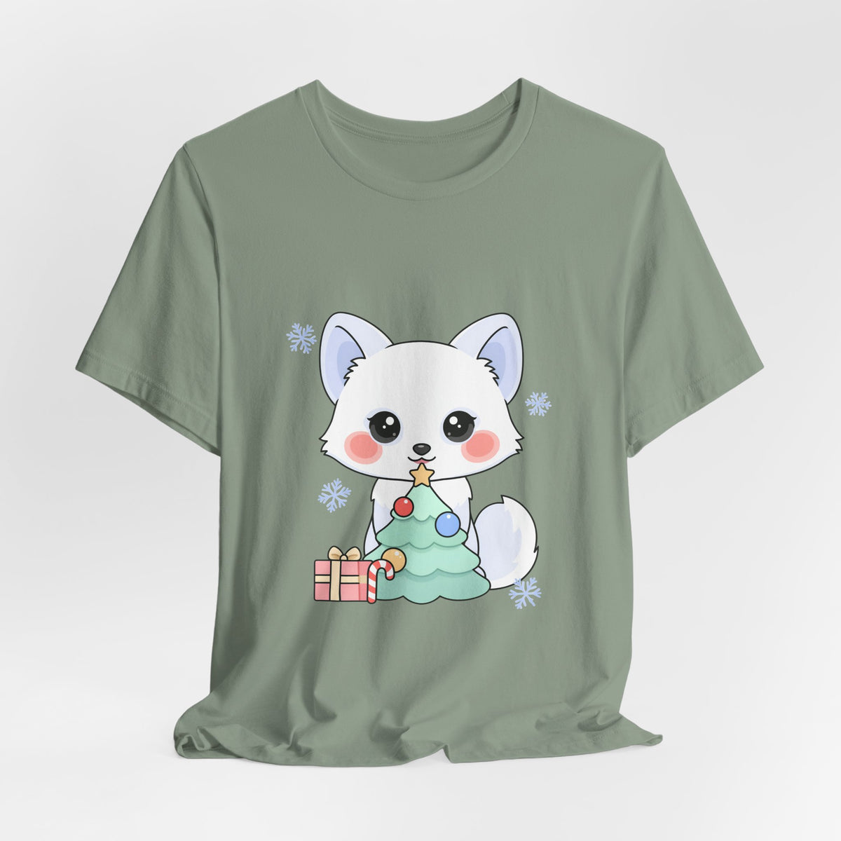 Kawaii Christmas Fox T-Shirt for Cozy Holiday Decorating