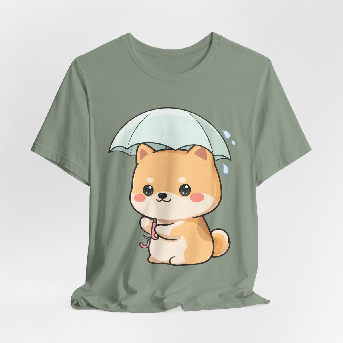 Kawaii Shiba Inu Umbrella T-Shirt for Rainy Day Fans