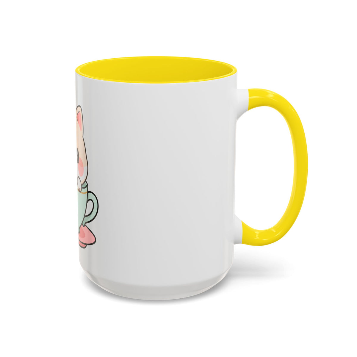 Kawaii Cat Coffee Mug, Cute Cat in Teacup Accent Mug