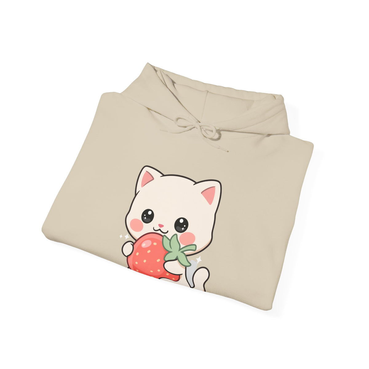 Kawaii Cat Strawberry Hoodie, Cute Chibi Cat Sweatshirt