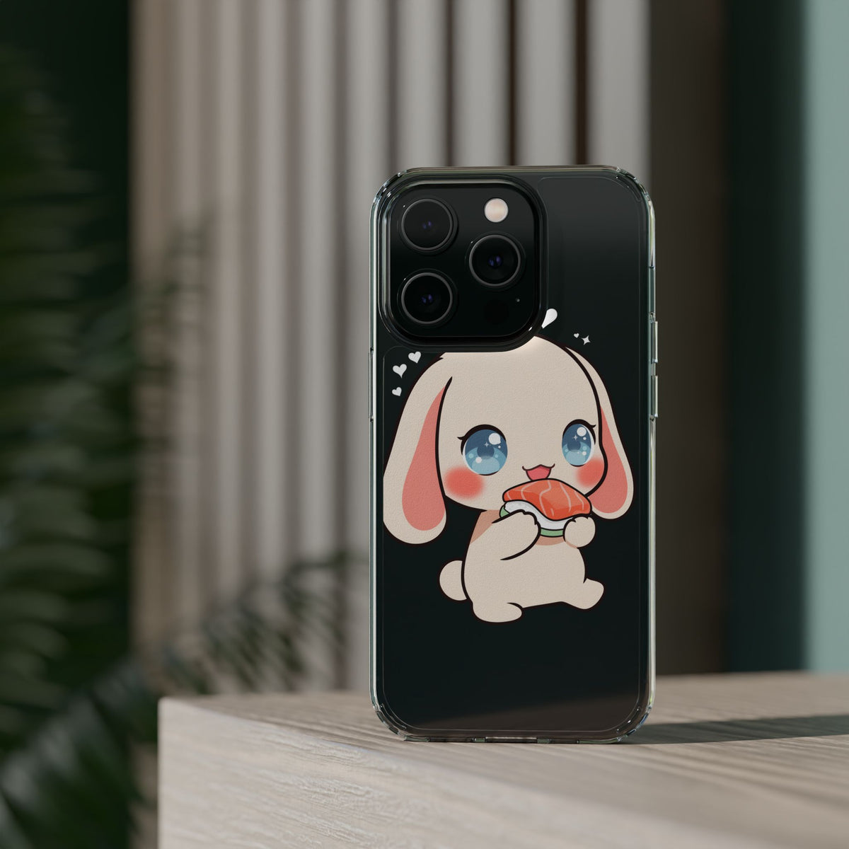 Kawaii Bunny Sushi Phone Case, Clear Impact-Resistant