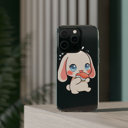 Kawaii Bunny Sushi Phone Case, Clear Impact-Resistant