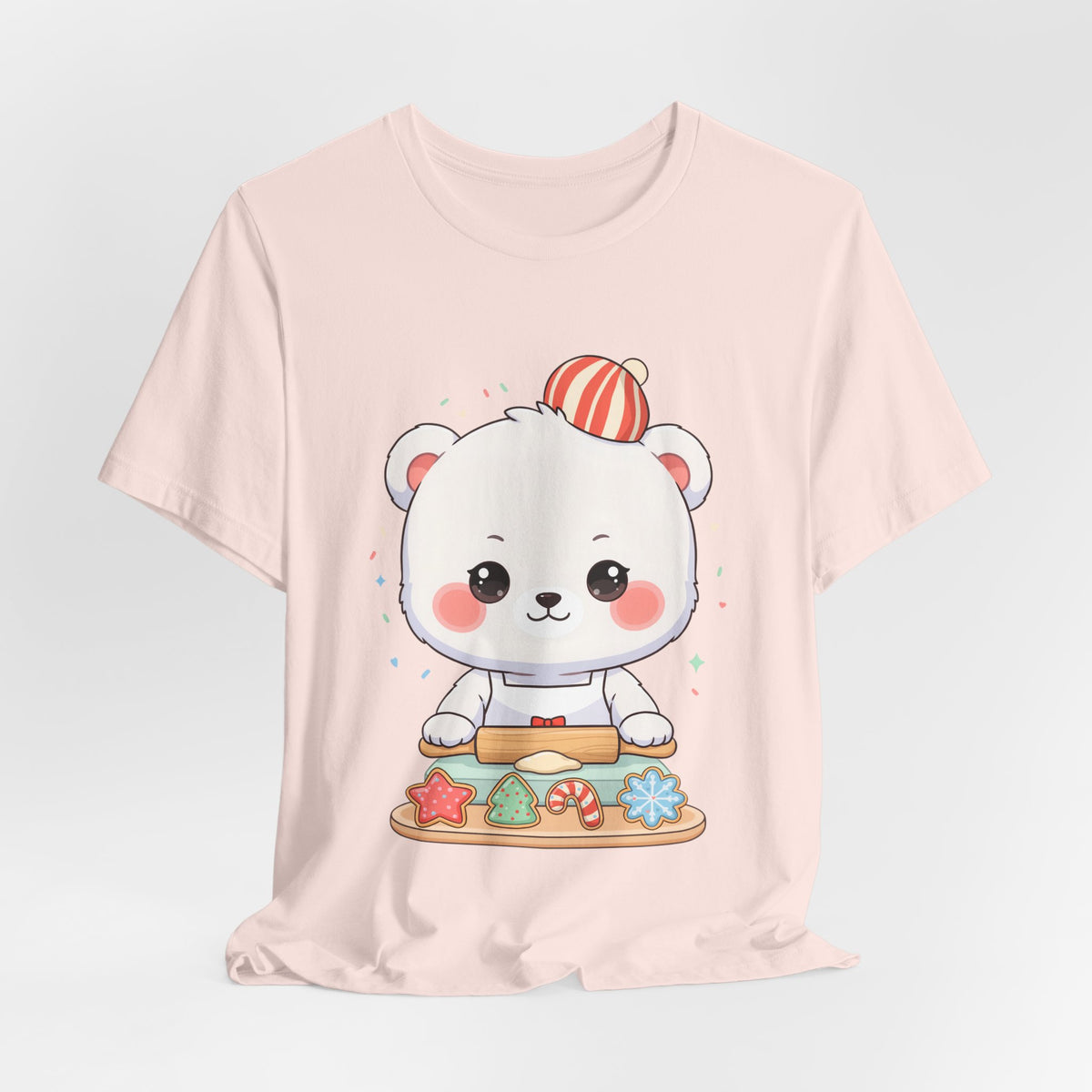 Christmas Cookie Baking Polar Bear Tee, Kawaii Holiday Shirt