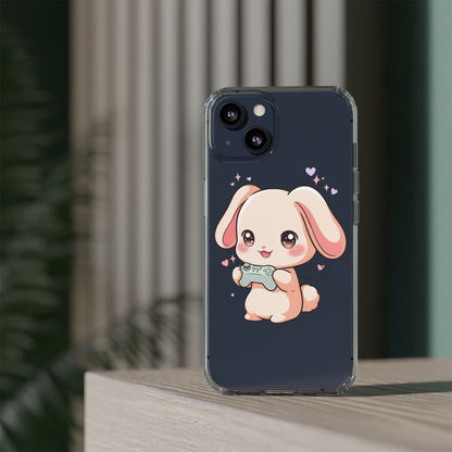 Kawaii Bunny Gamer Clear Impact-Resistant Phone Case