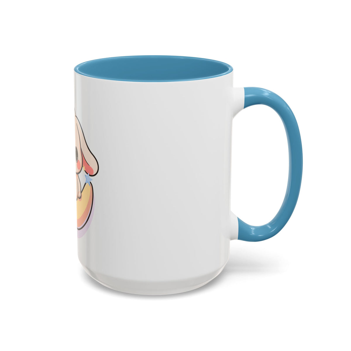 Kawaii Bunny Accent Coffee Mug, Cute Moon Rabbit Gift